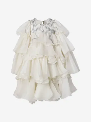 Maison Ava Girls Lorriane Chiffon Ruffle Dress in Ivory