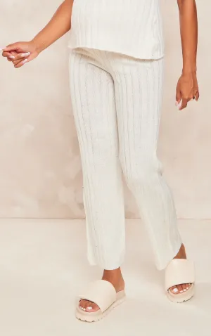 Maternity Cream Rib Knitted Flared Trousers