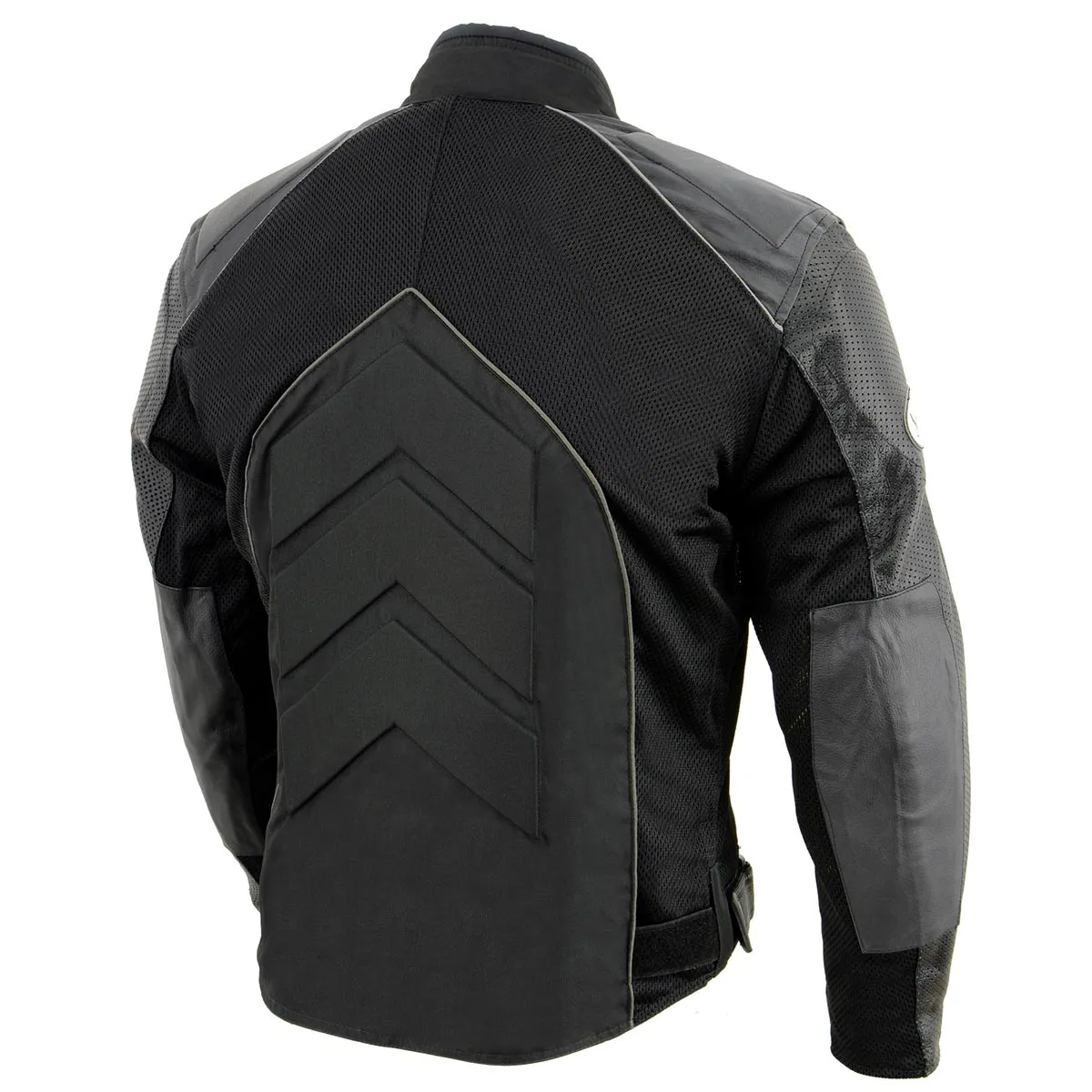 NexGen SH2153 Men's Black and Grey CE Armored Motorcycle Textile and Leather Combo Jacket