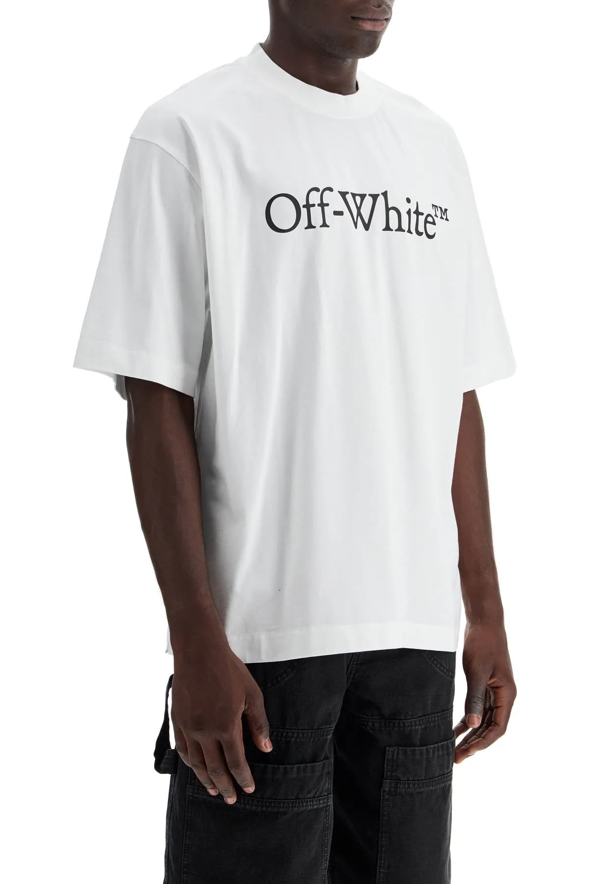 "oversized t-shirt with OMAA120C99JER008 WHITE BLACK