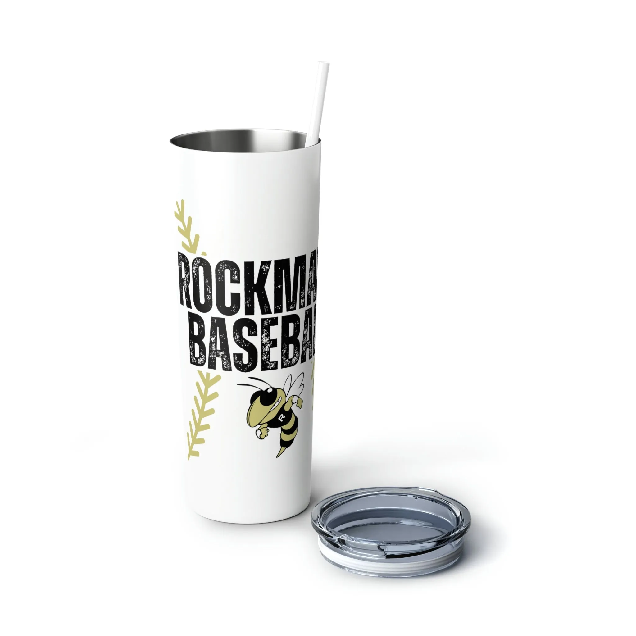 Rockmart Jackets Baseball School Spirit Skinny Steel Tumbler with Straw, 20oz