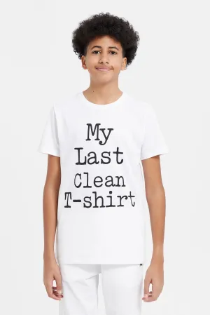 Senior Boys White Last Clean Graphic T-Shirt