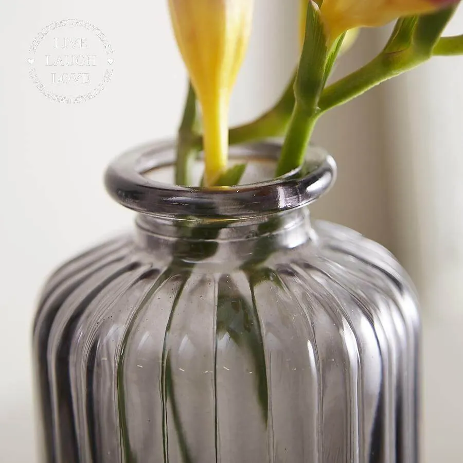 Set of 3 Assorted Glass Vases - Smoky Grey