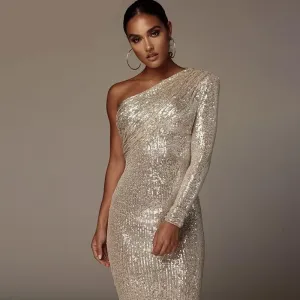 Sexy One Shoulder Sparkle Dress