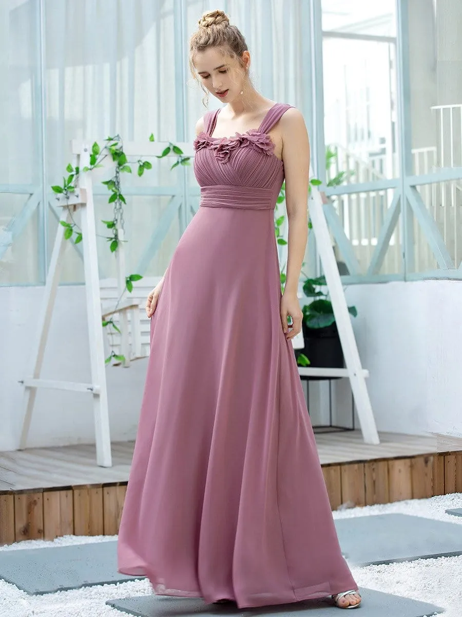 Simple A-line Long Ruched Chiffon Bridesmaid Dresses