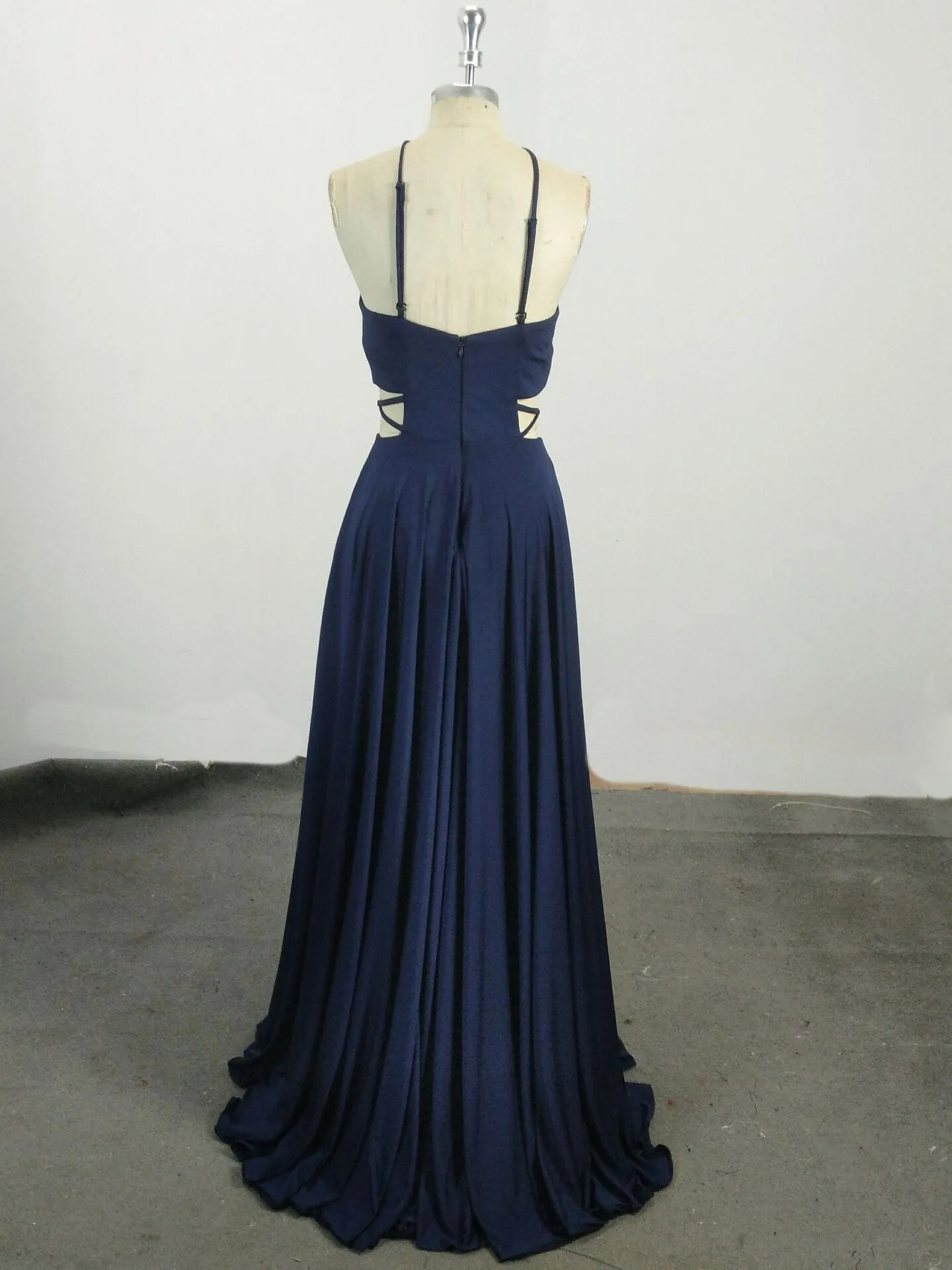 Simple Chiffon Blue Long Prom Dress Blue Evening Dress