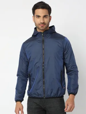 Spykar Men Carbon Blue Cotton Regular Fit Jacket