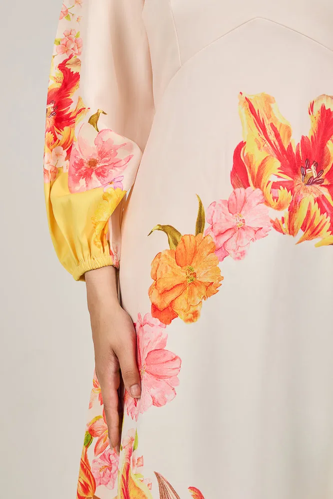 Sublime Elegance Bloom Polymix Maxi Dress with Floral Print