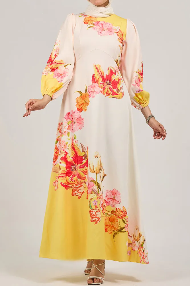 Sublime Elegance Bloom Polymix Maxi Dress with Floral Print