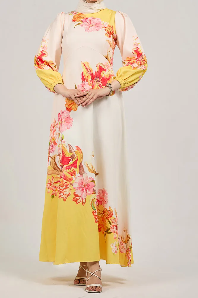 Sublime Elegance Bloom Polymix Maxi Dress with Floral Print