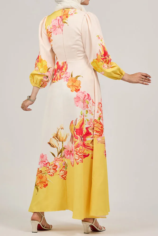 Sublime Elegance Bloom Polymix Maxi Dress with Floral Print