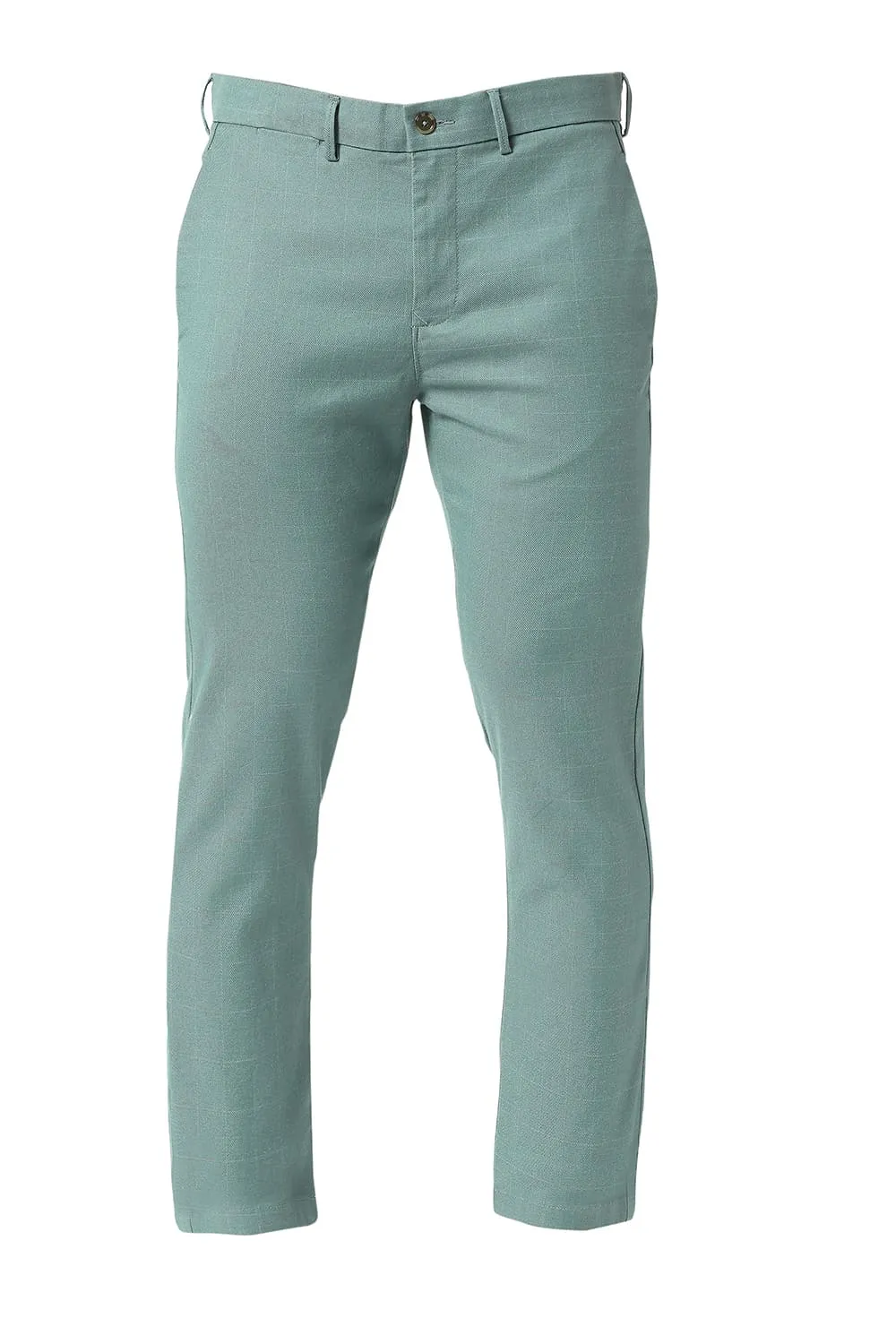 Tapered Fit Cotton Polyester Stretch Checks Trousers