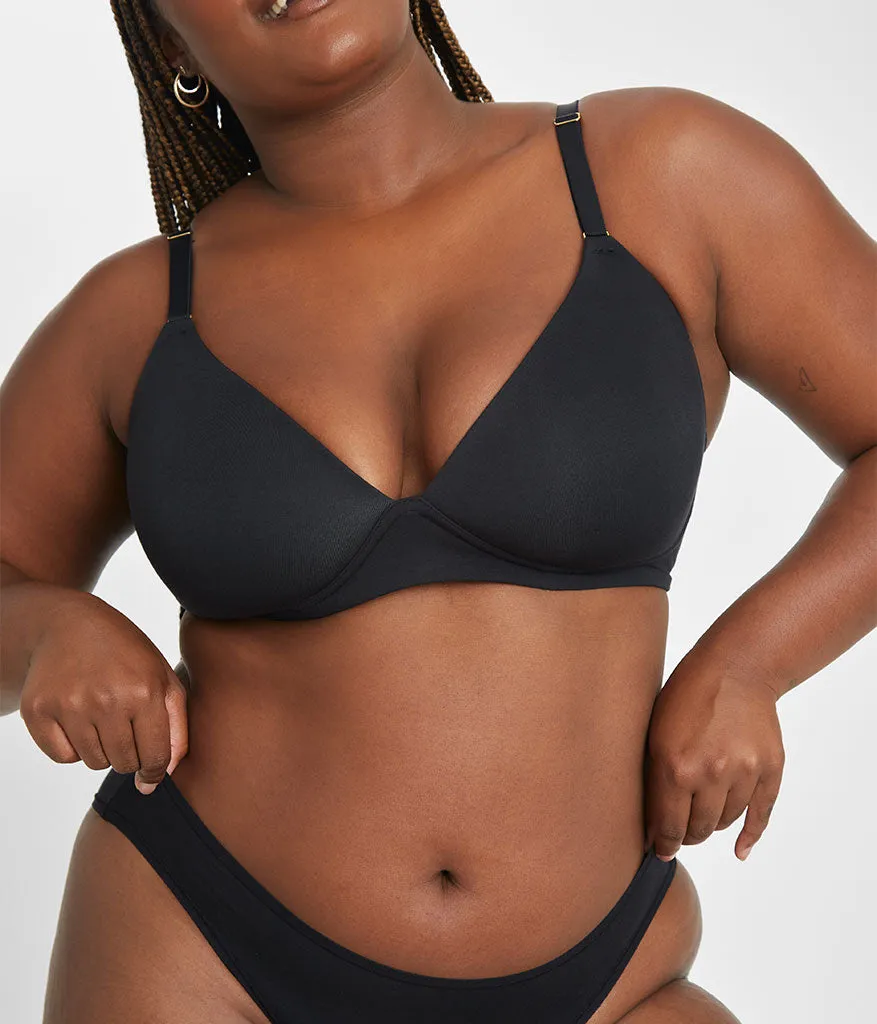 The All-Day Plunge No-Wire Bra: Jet Black