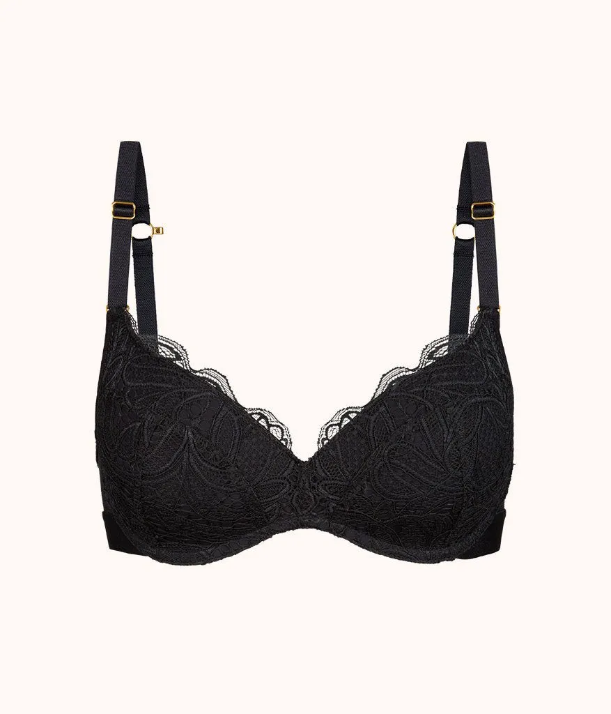 The Lace No-Wire Push-Up: Jet Black