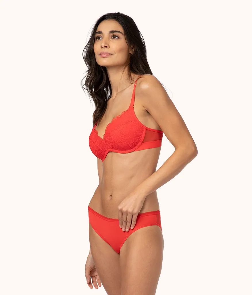 The Lace No-Wire Push-Up: Tomato Red