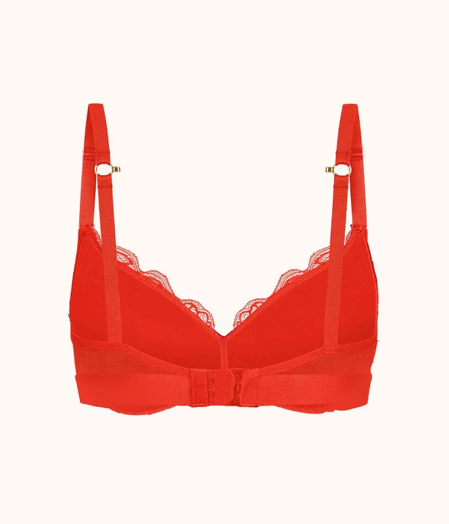 The Lace No-Wire Push-Up: Tomato Red