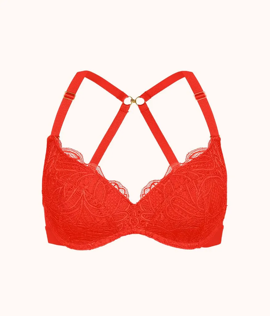 The Lace No-Wire Push-Up: Tomato Red