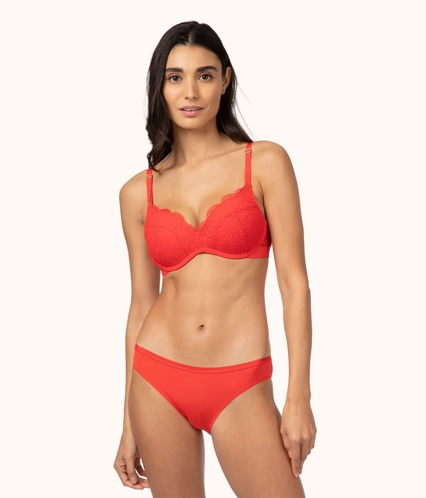 The Lace No-Wire Push-Up: Tomato Red