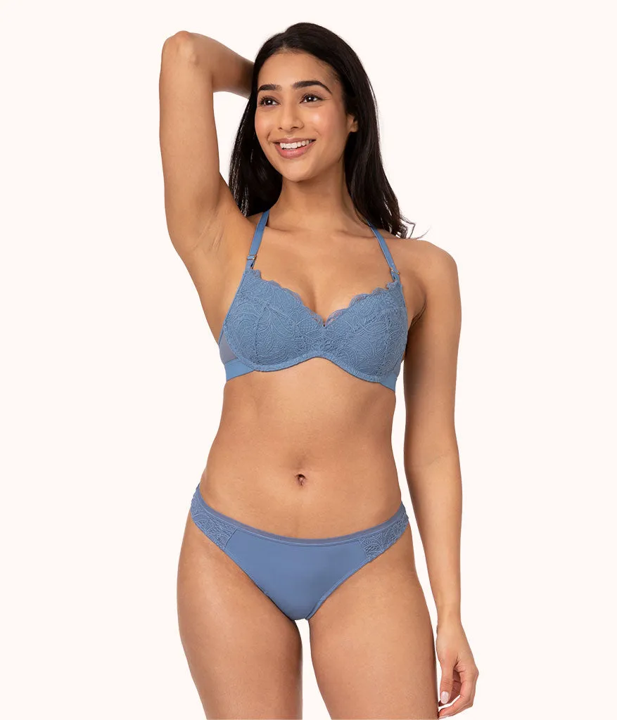 The Lace No-Wire Push-Up Trio: Vintage Indigo/Toasted Almond/Jet Black