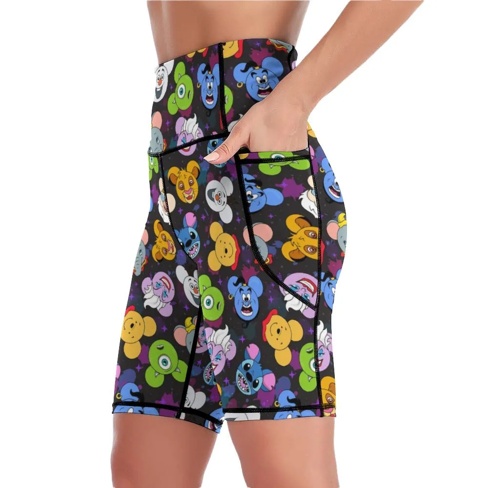 The Magical Gang Women's Knee Length Athletic Yoga Shorts With Pockets