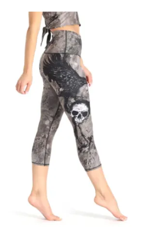 The Raven Printed Yoga Crops