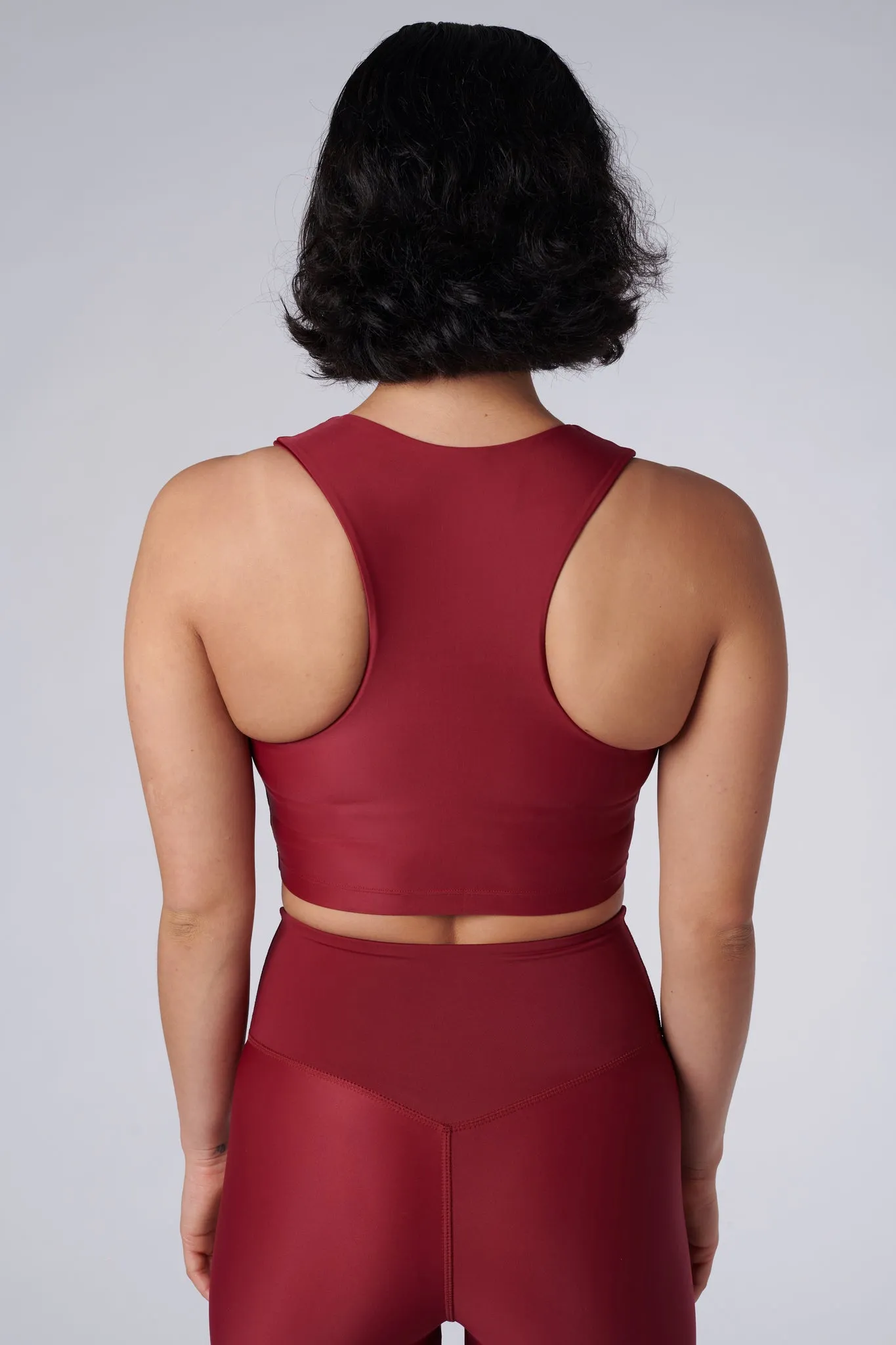 Tula High Neck Racer Back Crop Top | Recycled Nylon | Wine