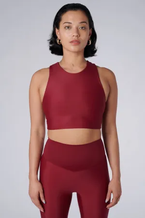 Tula High Neck Racer Back Crop Top | Recycled Nylon | Wine