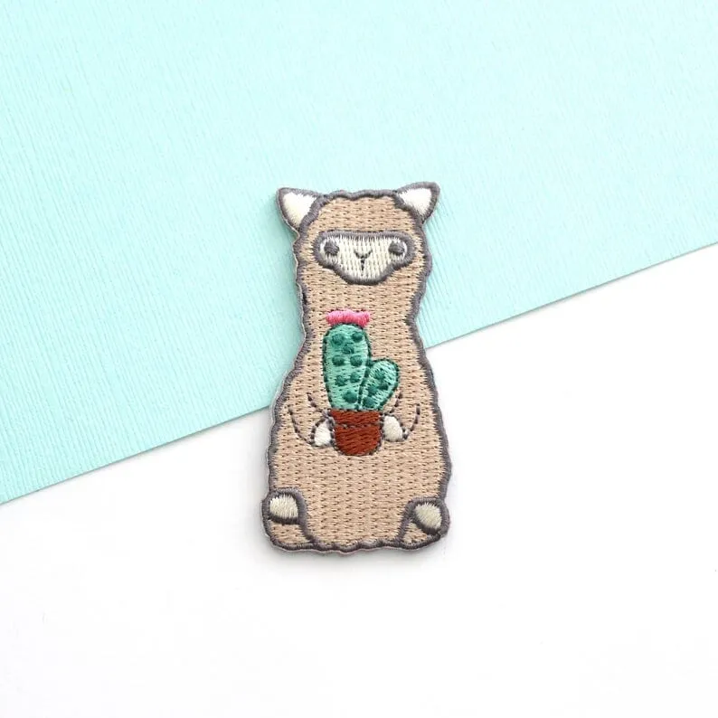 Wild Whimsy Alpaca Cactus Iron-on Patch