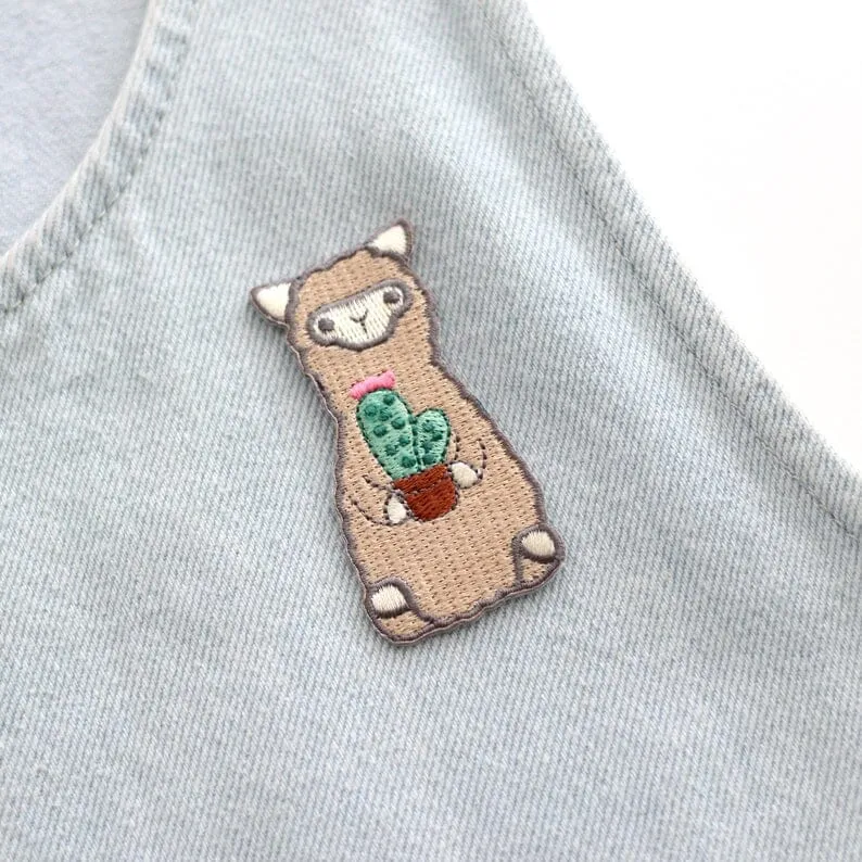 Wild Whimsy Alpaca Cactus Iron-on Patch