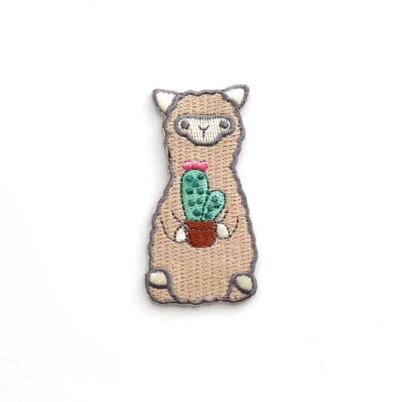 Wild Whimsy Alpaca Cactus Iron-on Patch