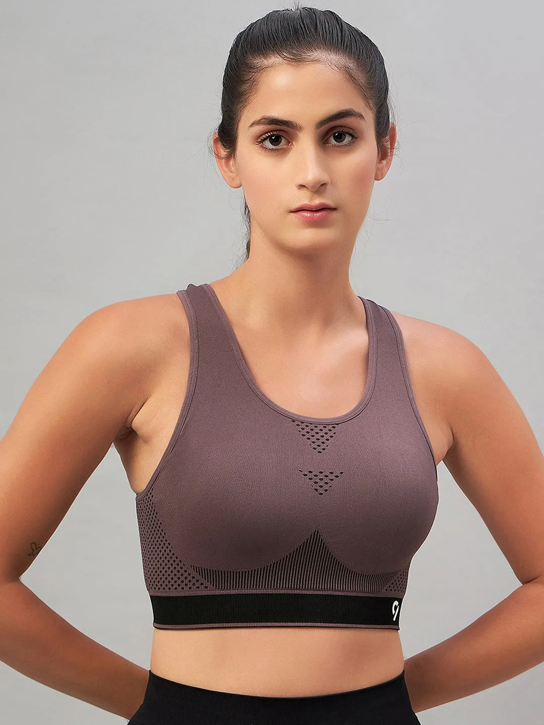 Women Brown Sports Bra - Plum Truffle